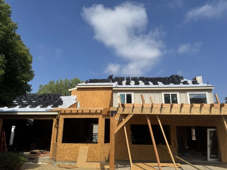 Tile underlayment installed and concrete tile loaded on a Simi Valley re-roof by Crown Roofing and Repairs Inc