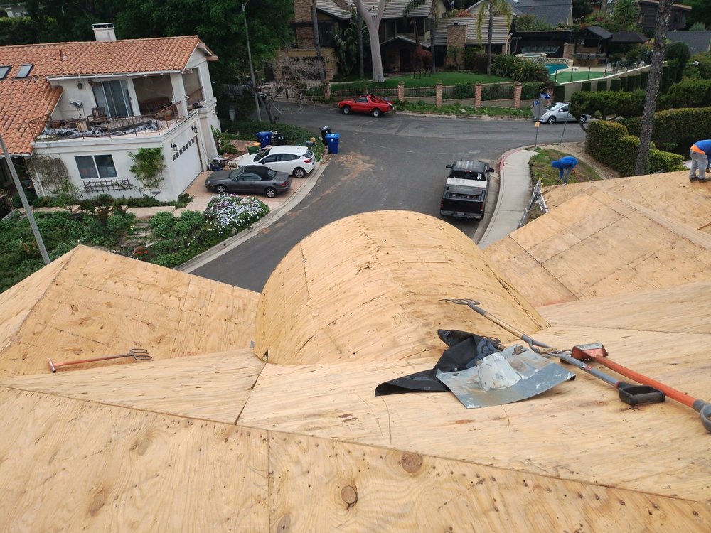 Roof deck ready for sheathing inspection in Woodland Hills by Crown Roofing and Repairs Inc
